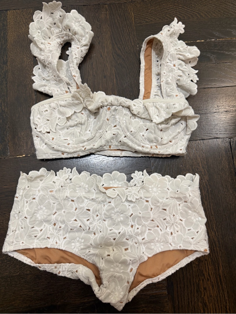 Michael Kors Collection White Floral Lace One-Piece Style Bikini Set